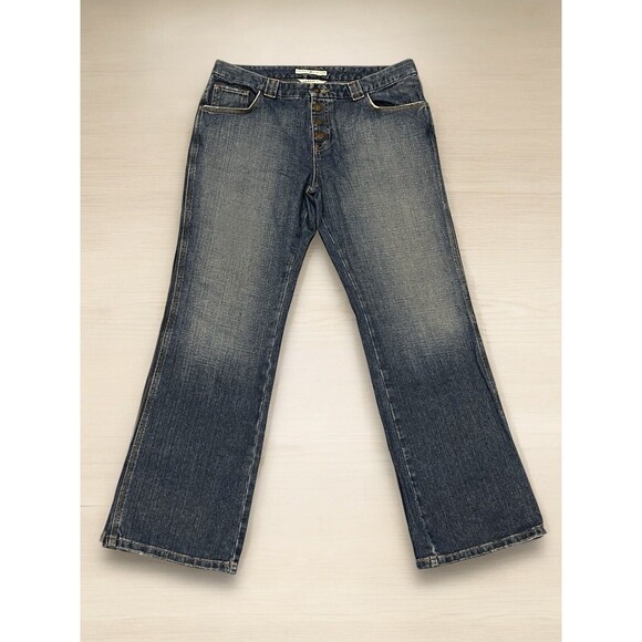 Women’s Tommy Hilfiger Cowboy Fit Jeans Size 14 Blue Denim Snap Fly - Picture 1 of 14